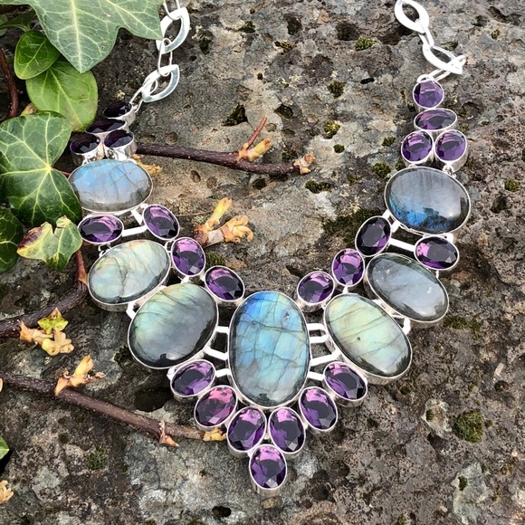 SOLD Labradorite & Amethyst Necklace - Picture 4 of 8